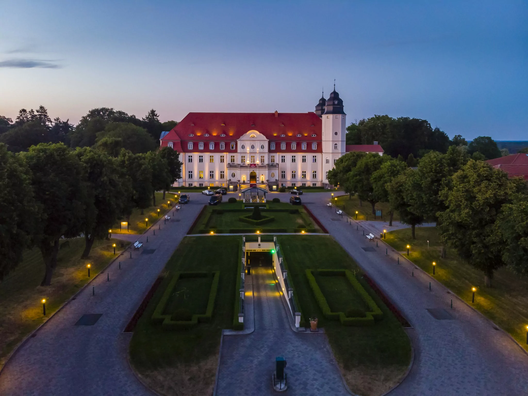 Deutschland, Mecklenburg-Vorpommern , Fleesensee, Landkreis Mecklenburgische Seenplatte, Luftaufnahme, Schloßhotel Fleesensee